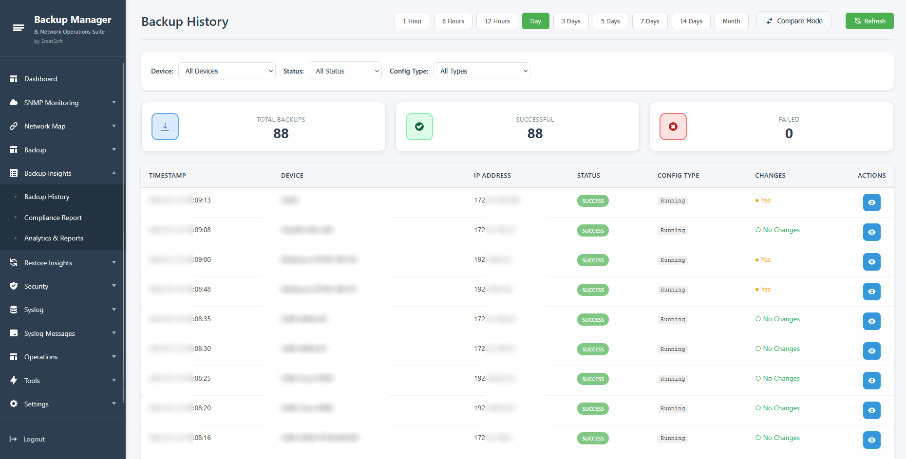 Backup Dashboard - Configuration Management